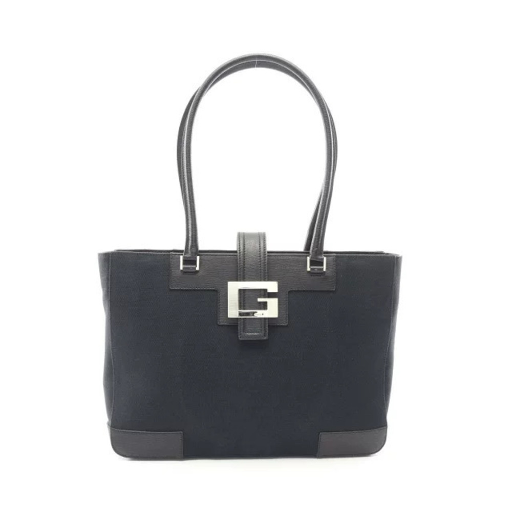Gucci G tote bag canvas leather black 002 1109